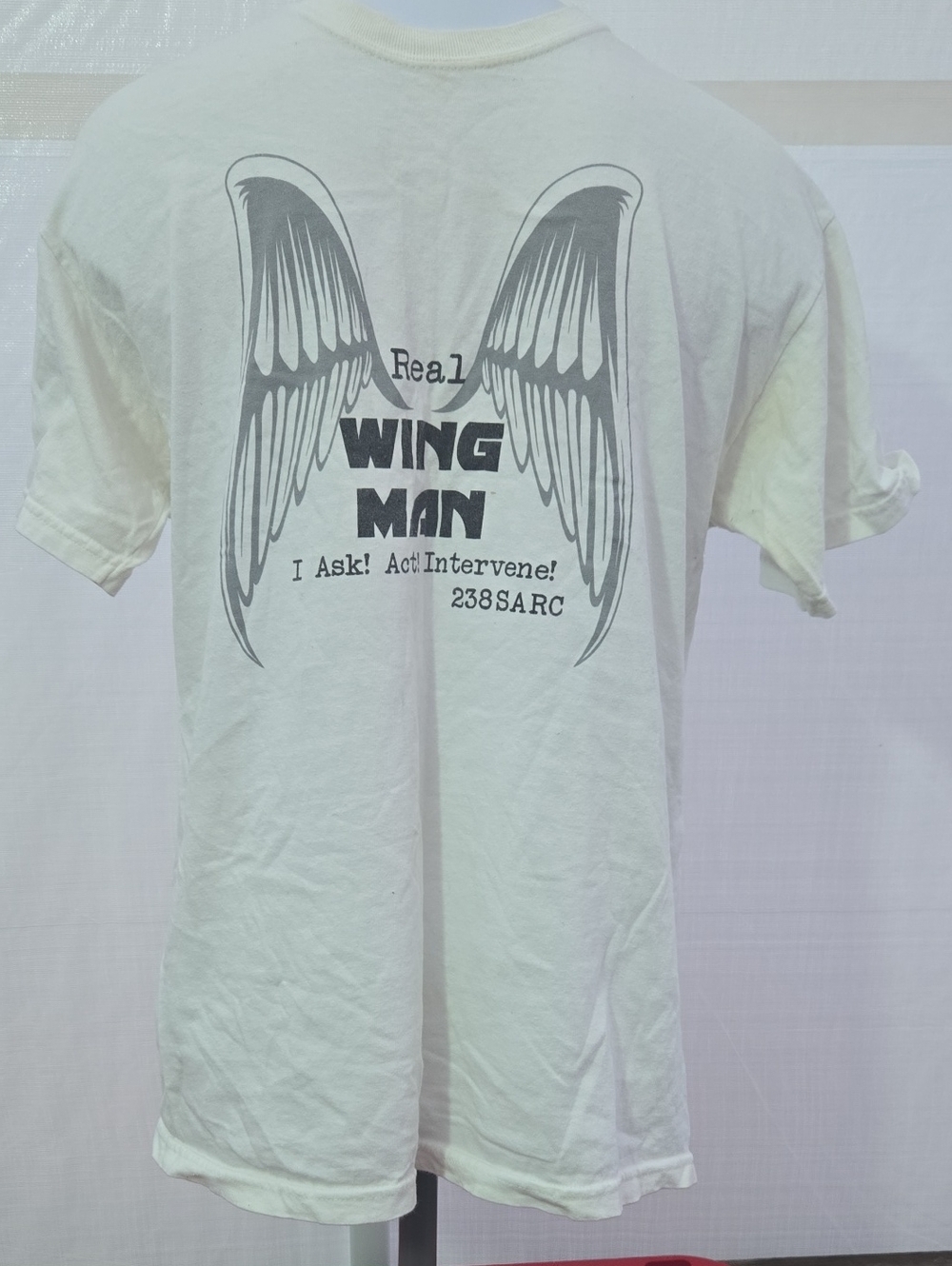 Gildan White Short-Sleeve Tee with Gray Wing Graphic